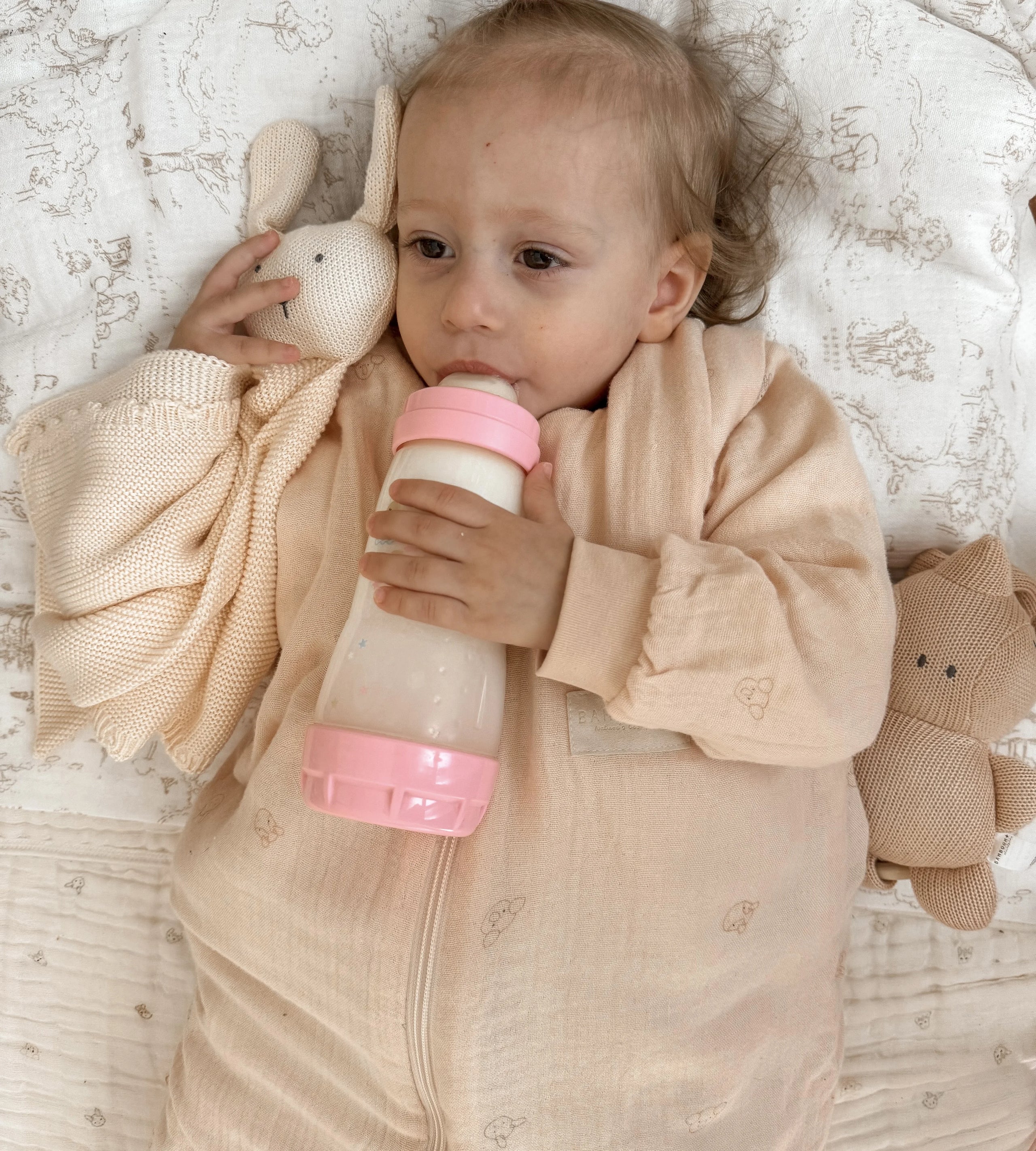 Combi Babyslaapzak 18-36M- TOG 2.2 met mouwen en voetjes - ANIMAL FRIENDS PINK 304